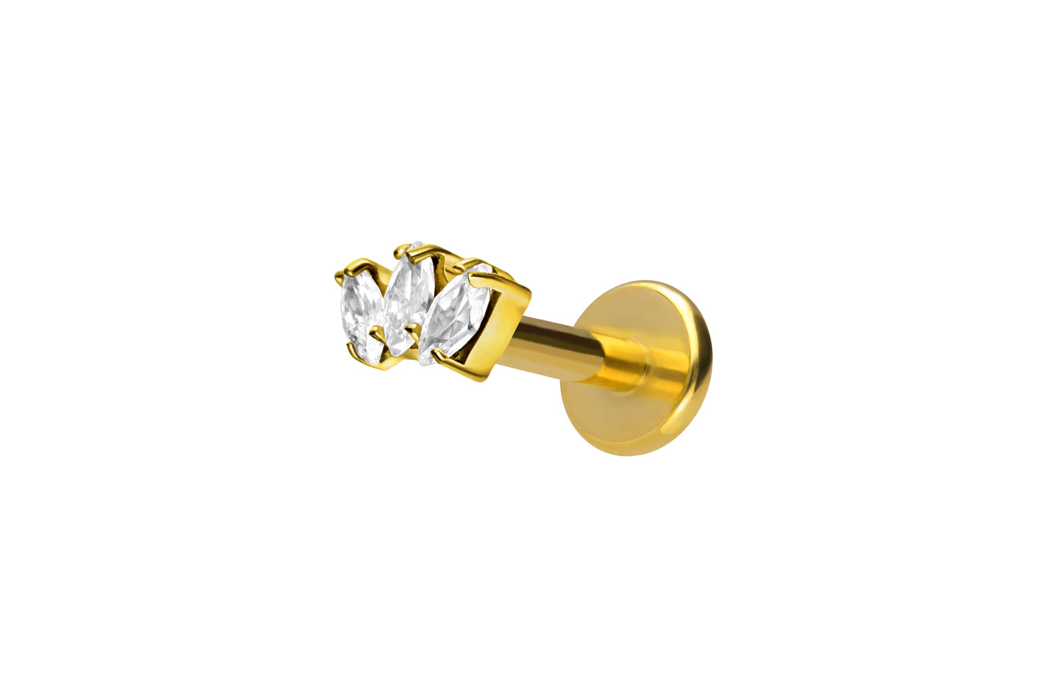 Titan Labret Piercing mit Innengewinde 3 KRISTALLTROPFEN
